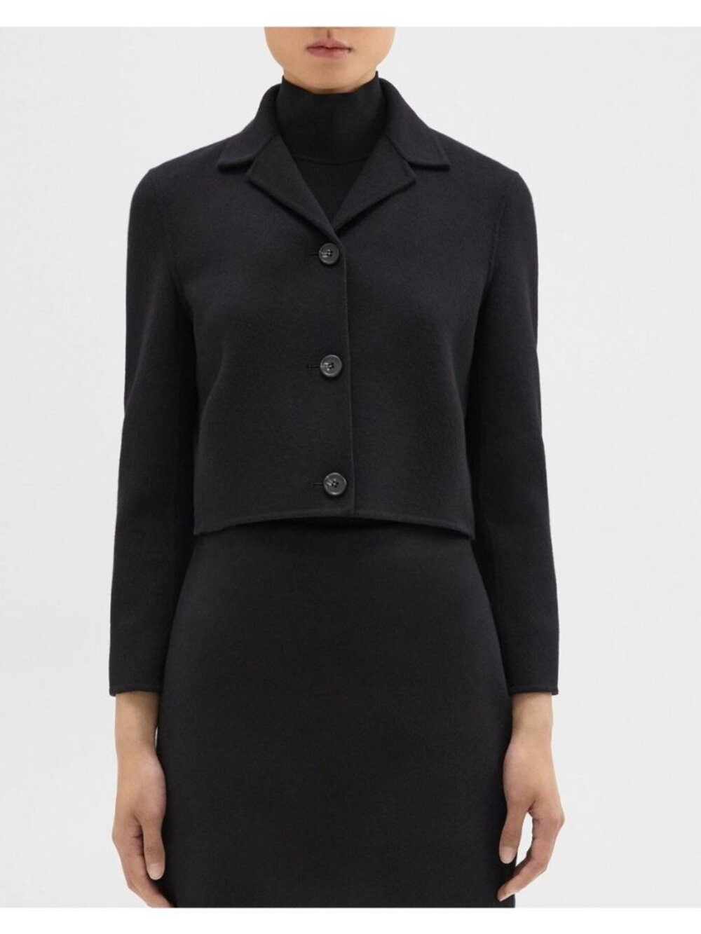 THEORY New Divide Wool Cashmere Cropped Blazer Jacket Black Size 2